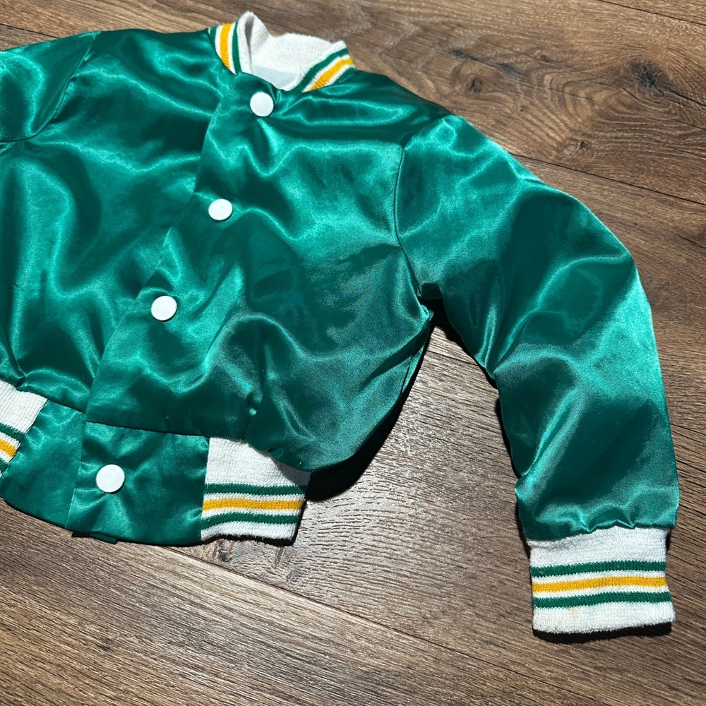 Vintage General Product‎ Green Satin Varsity Bomber Jacket Kids Size 4